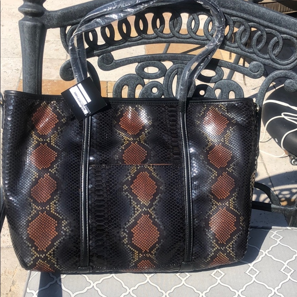 Python Snake Textured Embossed Tote & Pouchette-Boutique - Picture 2 of 10